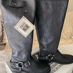 FRYE Jenna boots, black leather. Size 10. New, only worn in house.